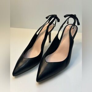 Kate Spade Black Sling Backs w/ Bow Details